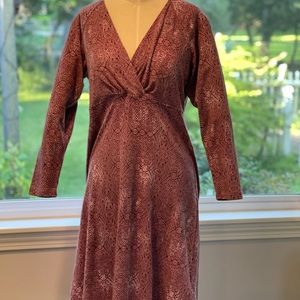 Patagonia Metairie Lt Violet Faux Wrap 3/4 Sleeve Organic Cotton Dress Size L